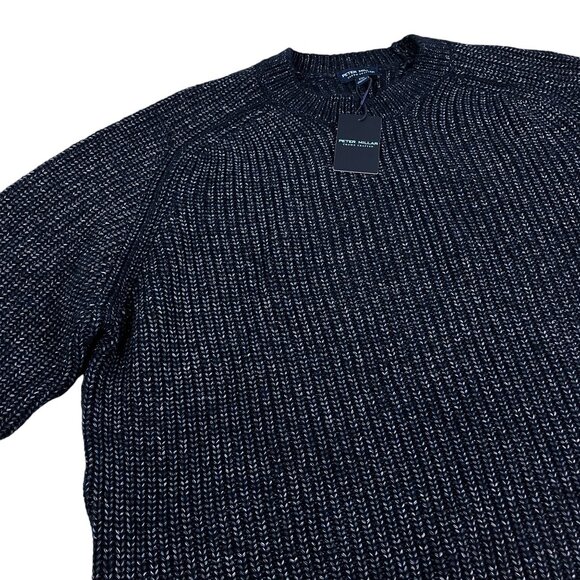 Peter Millar Crown Crewneck Sweater Mens XXL SLIM Wool Blend Heather Navy NWT - Picture 3 of 9